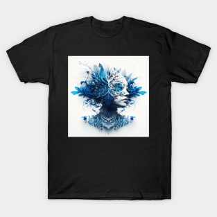 Blue and White Intricate Surreal T-Shirt